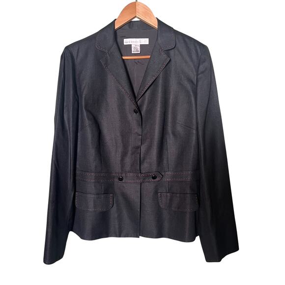 David Warren Silk Blend Single-Breasted Blazer Decorative Stitching Size 14 Blue - Picture 1 of 10